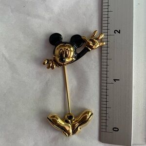 VINTAGE Mickey Mouse Gold and Black Brooch